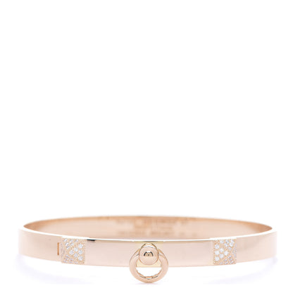Hermes 18K Rose Gold Diamond PM Collier De Chien Bracelet ST 1 of 4