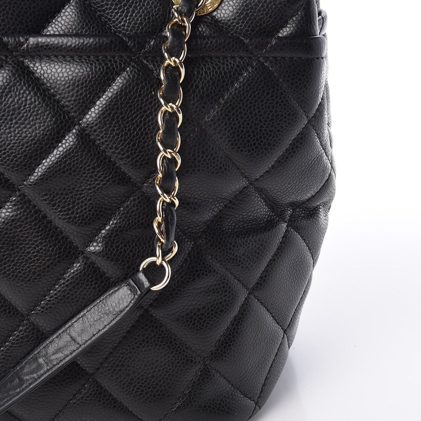 Caviar Quilted Shopping Tote Black