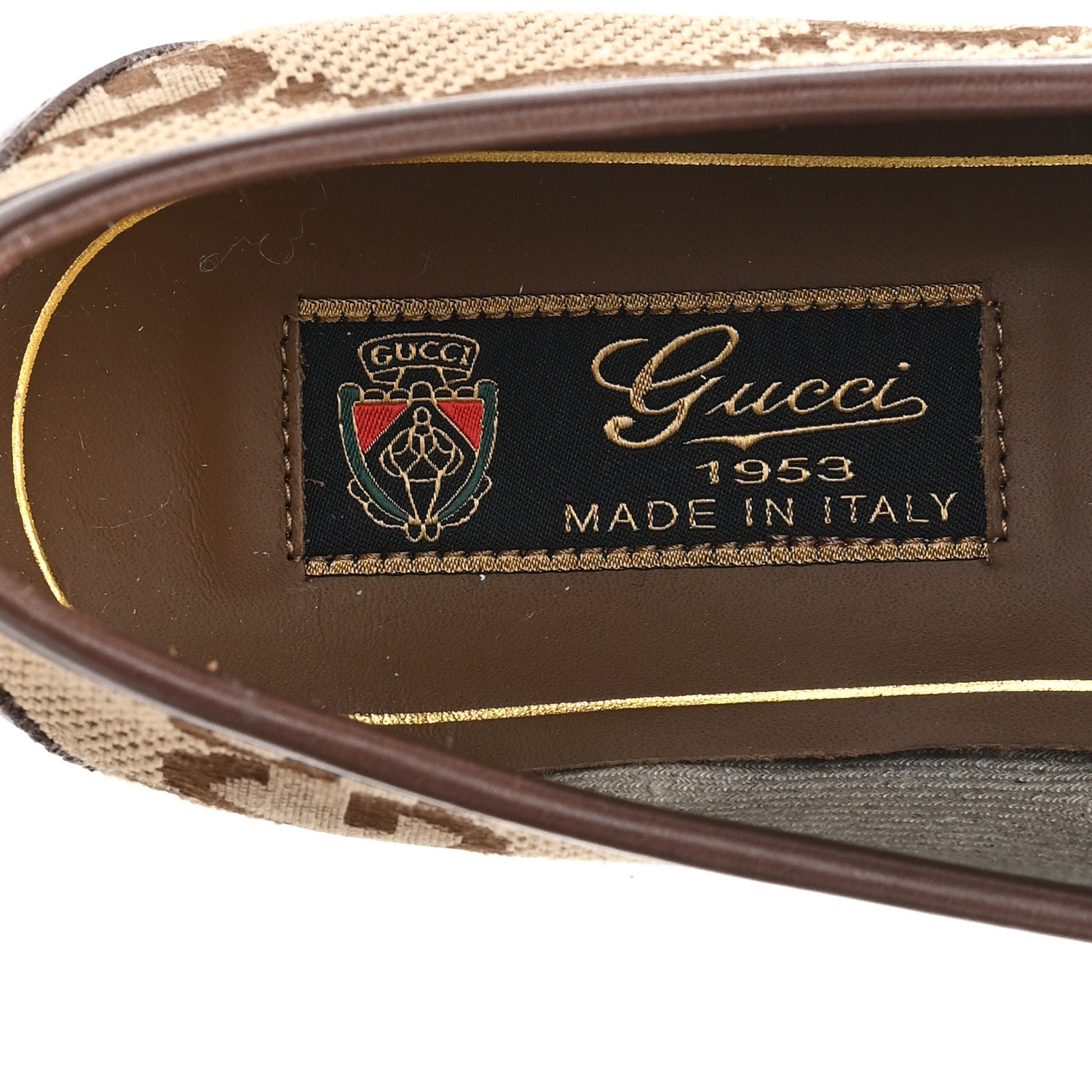 Gucci Monogram Jumbo GG Malaga Kid Horsebit Womens Jordaan Loafers 36.5 Beige Ebony New Acero 8 of 9