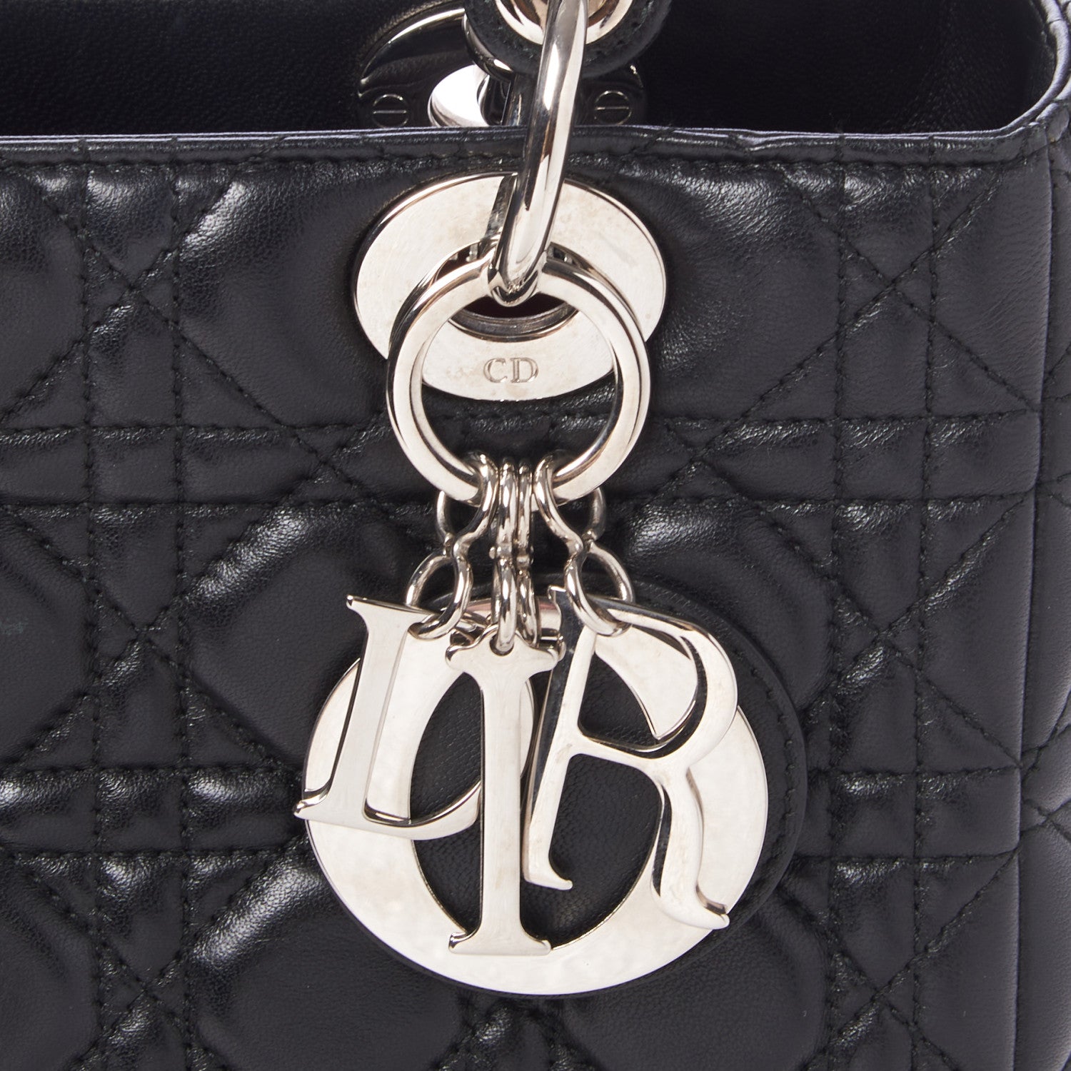 Christian Dior Lambskin Cannage Medium Lady Dior Black 7 of 8