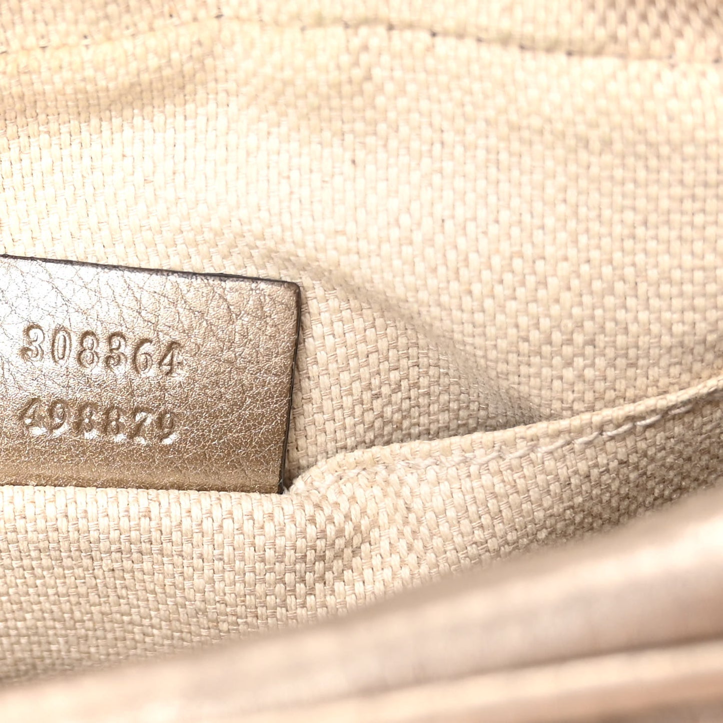 Metallic Pebbled Calfskin Small Soho Disco Bag Golden Beige