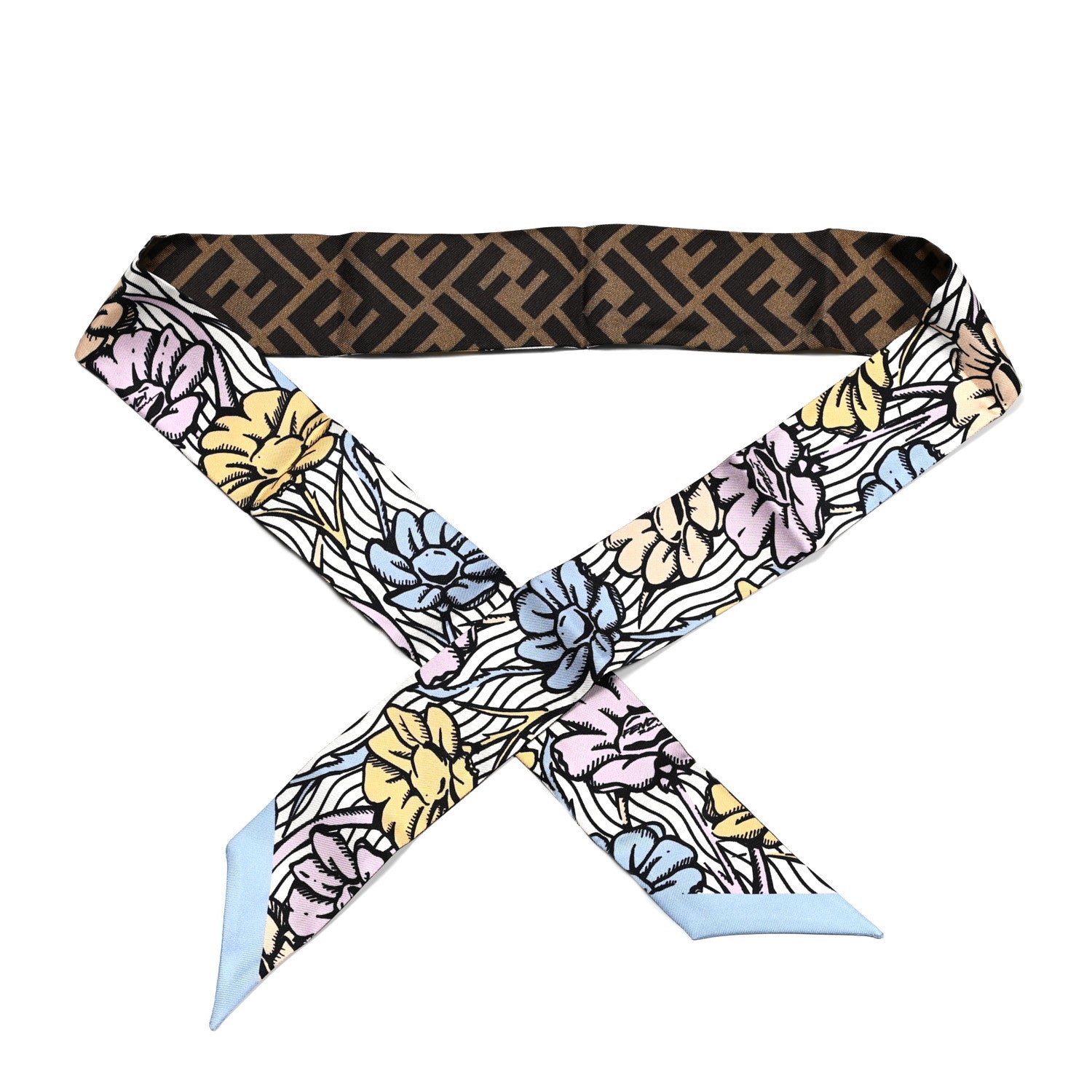 Fendi X JOSHUA VIDES Silk FF Floral Wrappy Scarf Multicolor 1 of 3