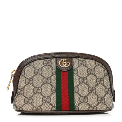 Gucci GG Supreme Monogram Textured Calfskin Web Medium Ophidia Cosmetic Case Beige Ebony New Acero 1 of 10