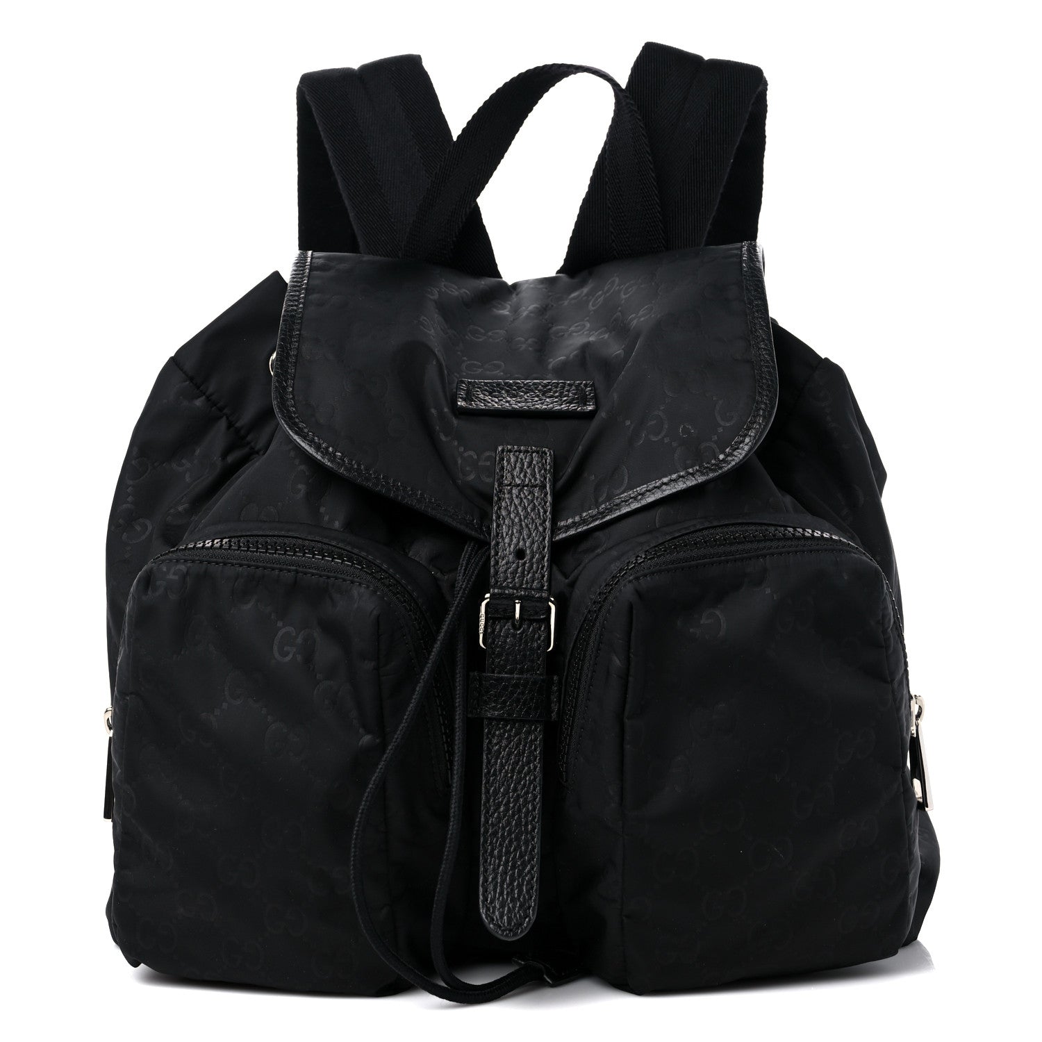 Gucci Nylon Monogram Medium Light Single Buckle Backpack Black 1 of 10