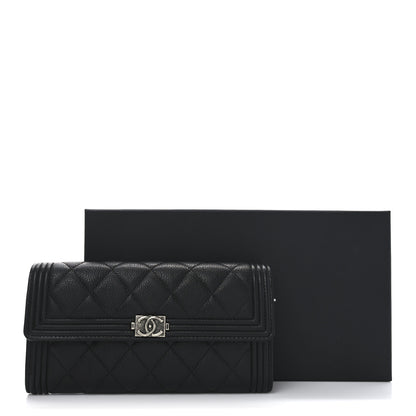 Chanel Caviar Quilted Large Boy Gusset Flap Wallet Black 10 of 10