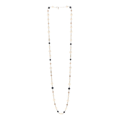 Chanel Pearl Bead Enamel CC Long Necklace Navy Gold 3 of 6