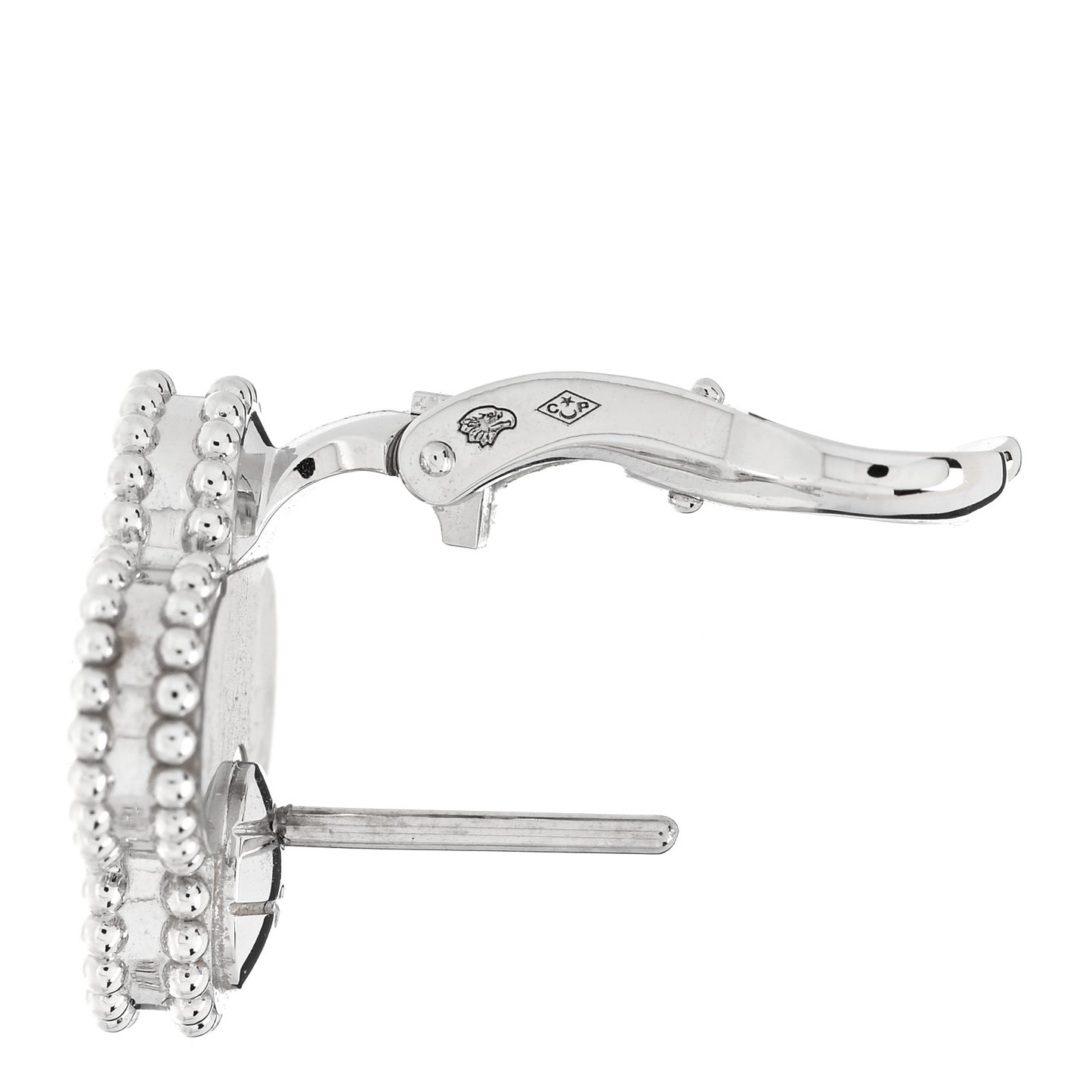 18K White Gold Guilloche Vintage Alhambra Earrings
