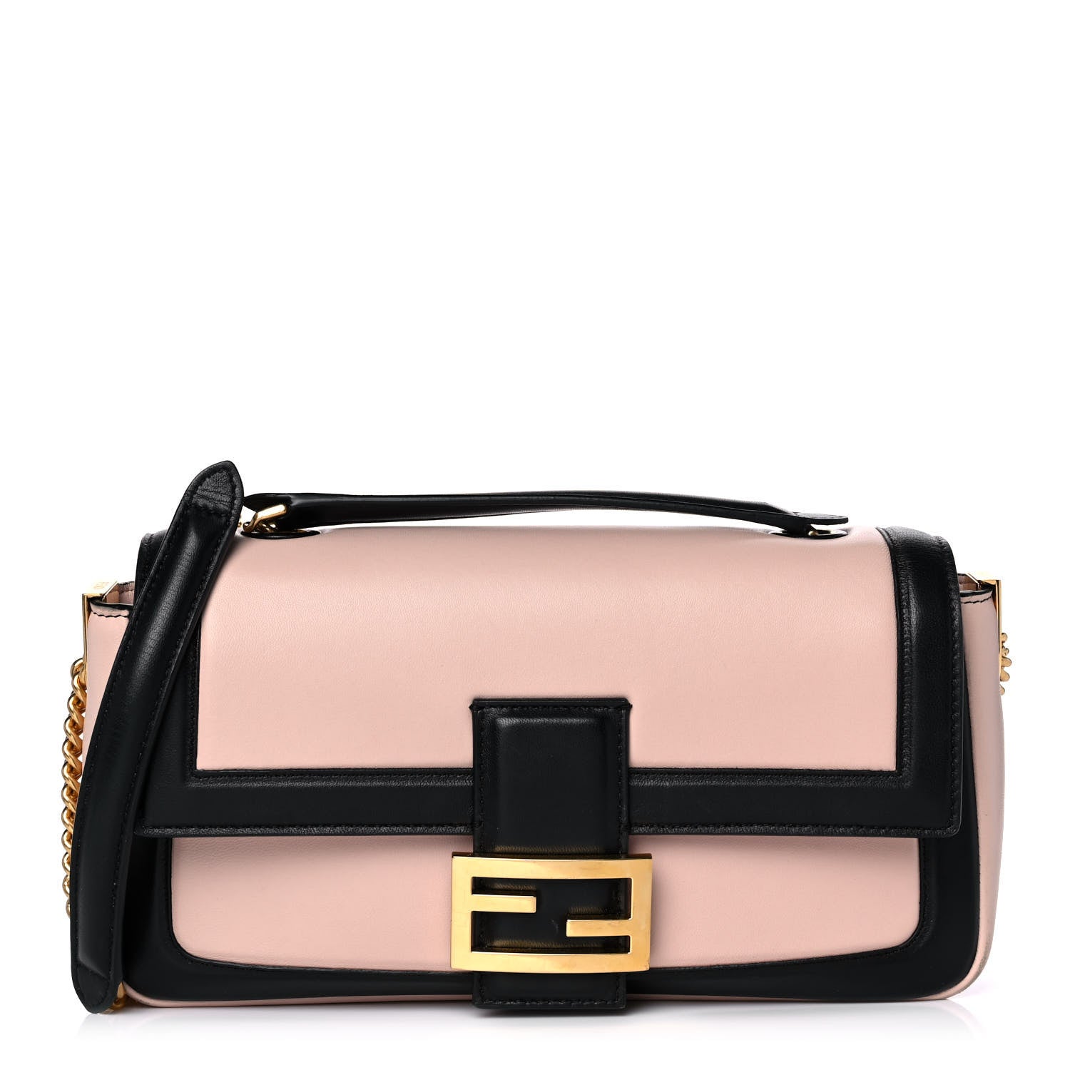 Fendi Nappa Apolo Bi-Color Chain Baguette Rosa Quarzo Black 1 of 14