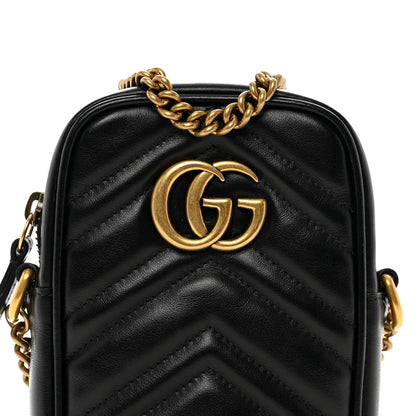 Gucci Calfskin Matelasse Mini GG Marmont Crossbody Bag Black 8 of 10