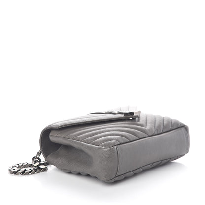 Saint Laurent Sheepskin Matelasse Chevron Monogram Medium College Bag Light Coal 4 of 9
