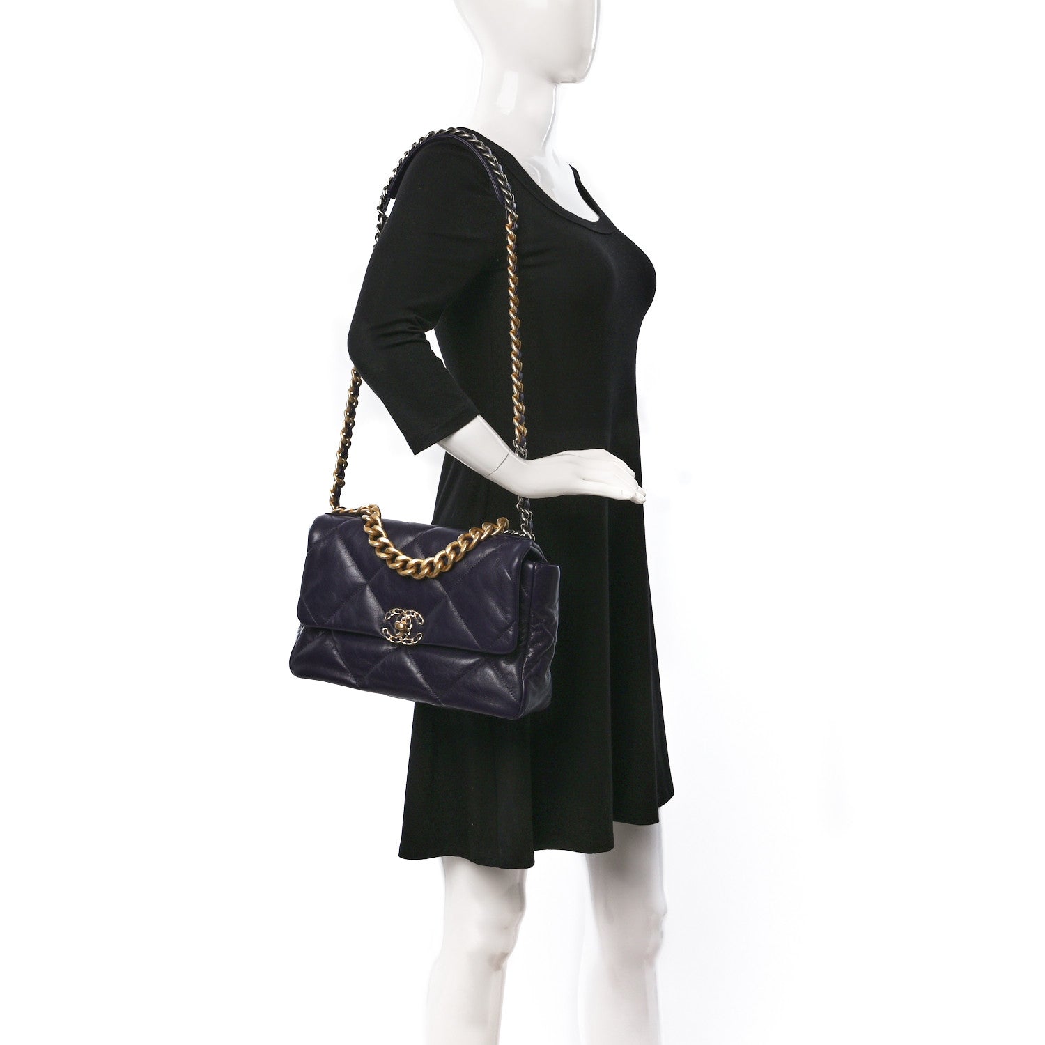 Chanel Goatskin Quilted Large Chanel 19 Flap Dark Purple 2 of 10