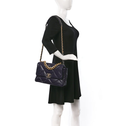 Chanel Goatskin Quilted Large Chanel 19 Flap Dark Purple 2 of 10