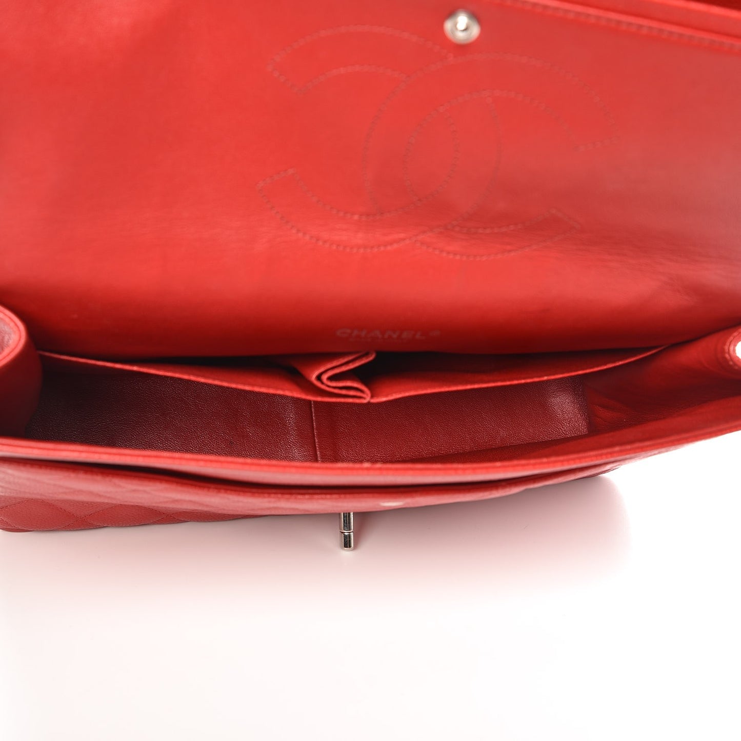 Caviar Quilted Maxi Double Flap Red