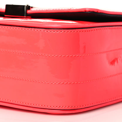 Saint Laurent Patent Calfskin Matelasse Monogram Small Vicky Chain Bag Neon Pink 9 of 9