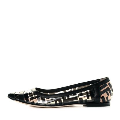 Fendi PVC Calfskin FF Colibri Ballerina Flats 37.5 Black 1 of 8