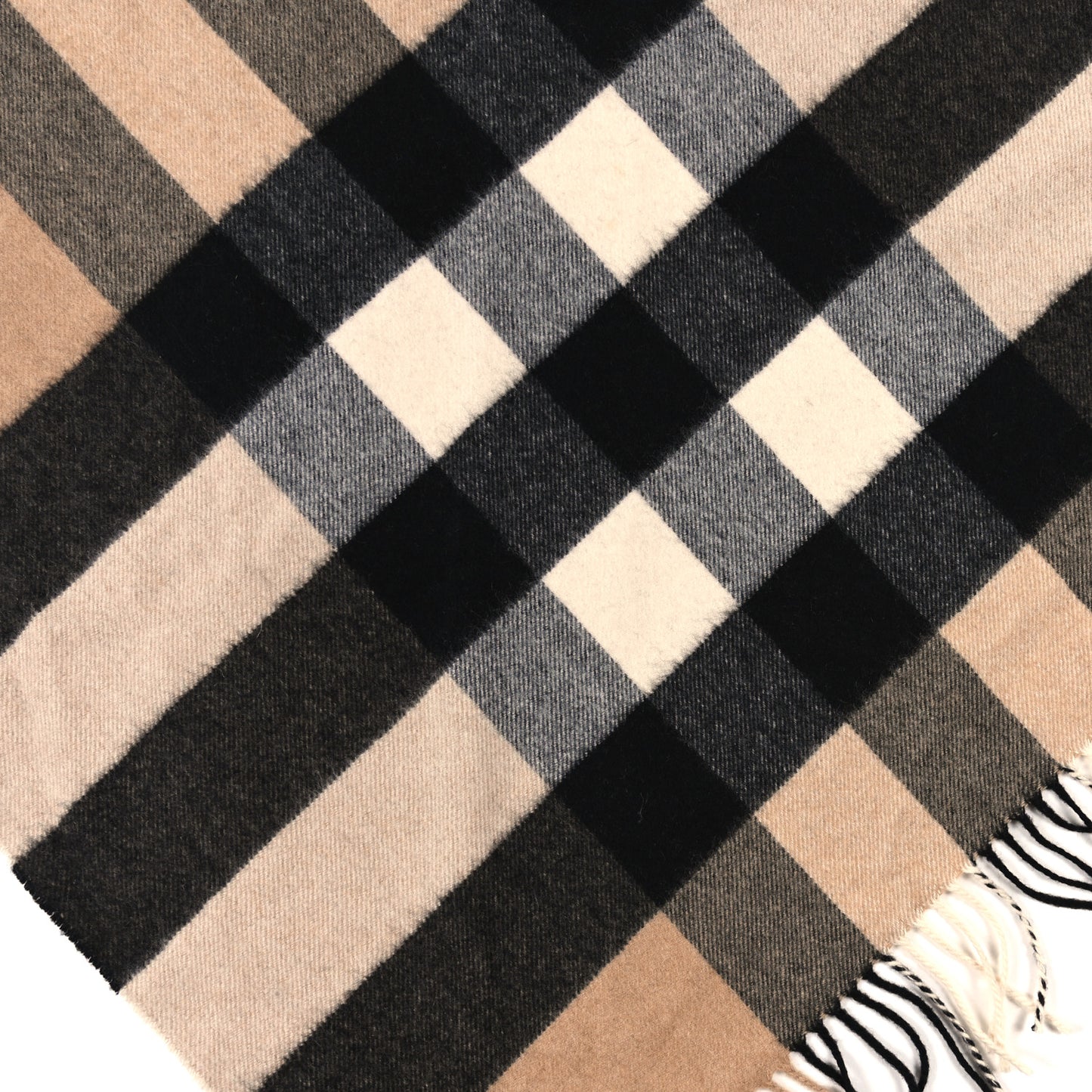 Cashmere Half Mega Check Bandana Scarf Camel