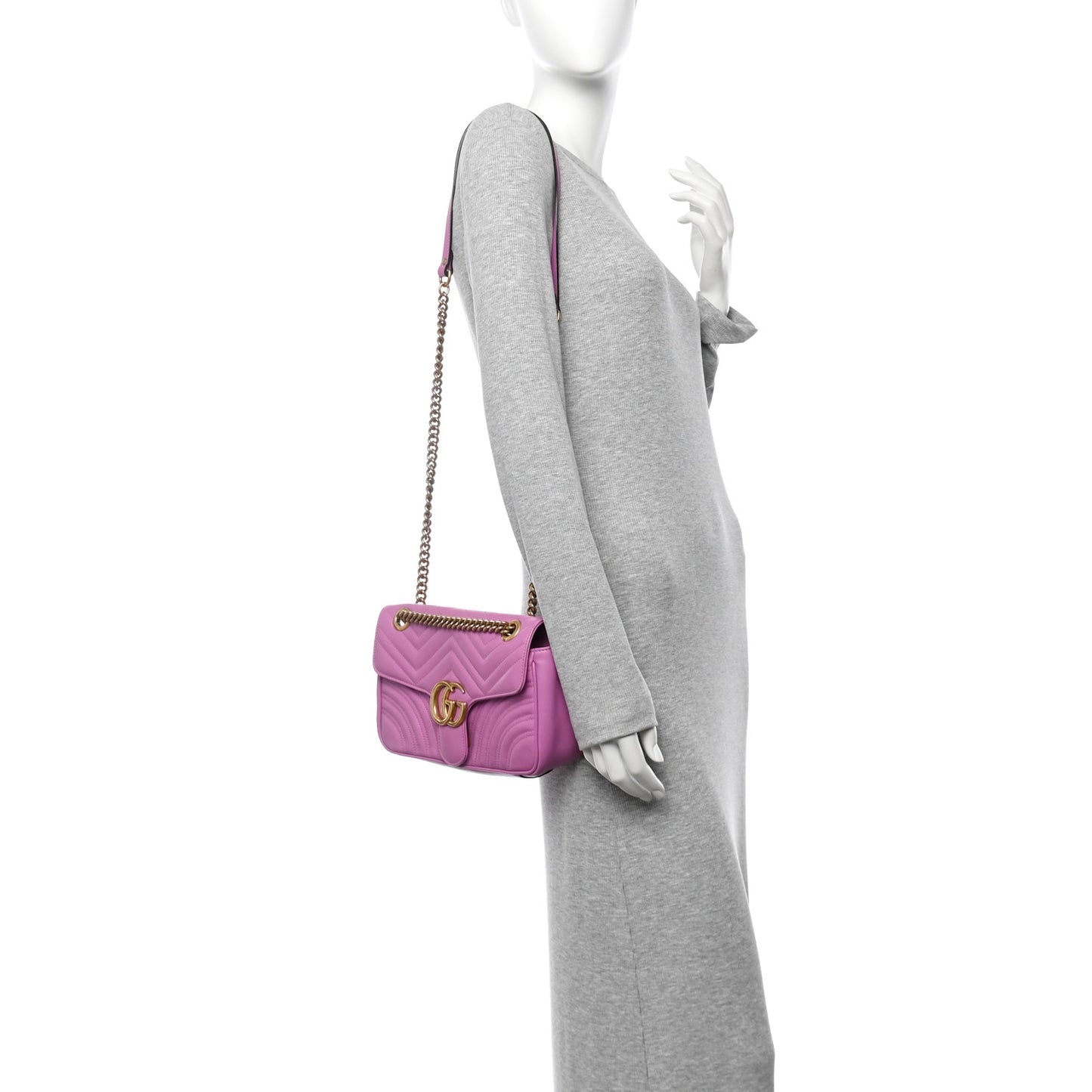 Calfskin Matelasse Small GG Marmont Shoulder Bag Candy Mousse