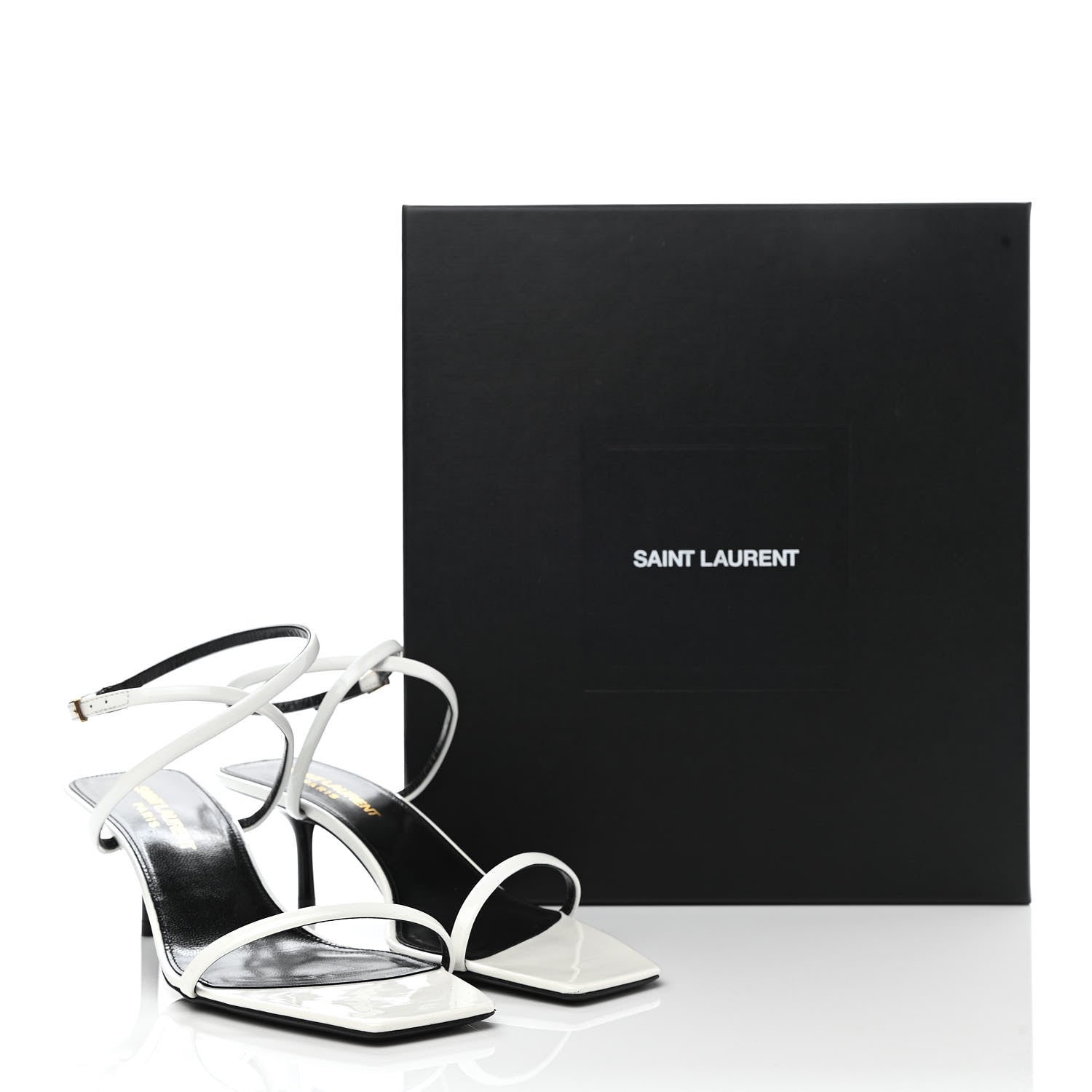 Saint Laurent Calfskin Patent Nuit 55 Sandals 37 Bright White 9 of 9
