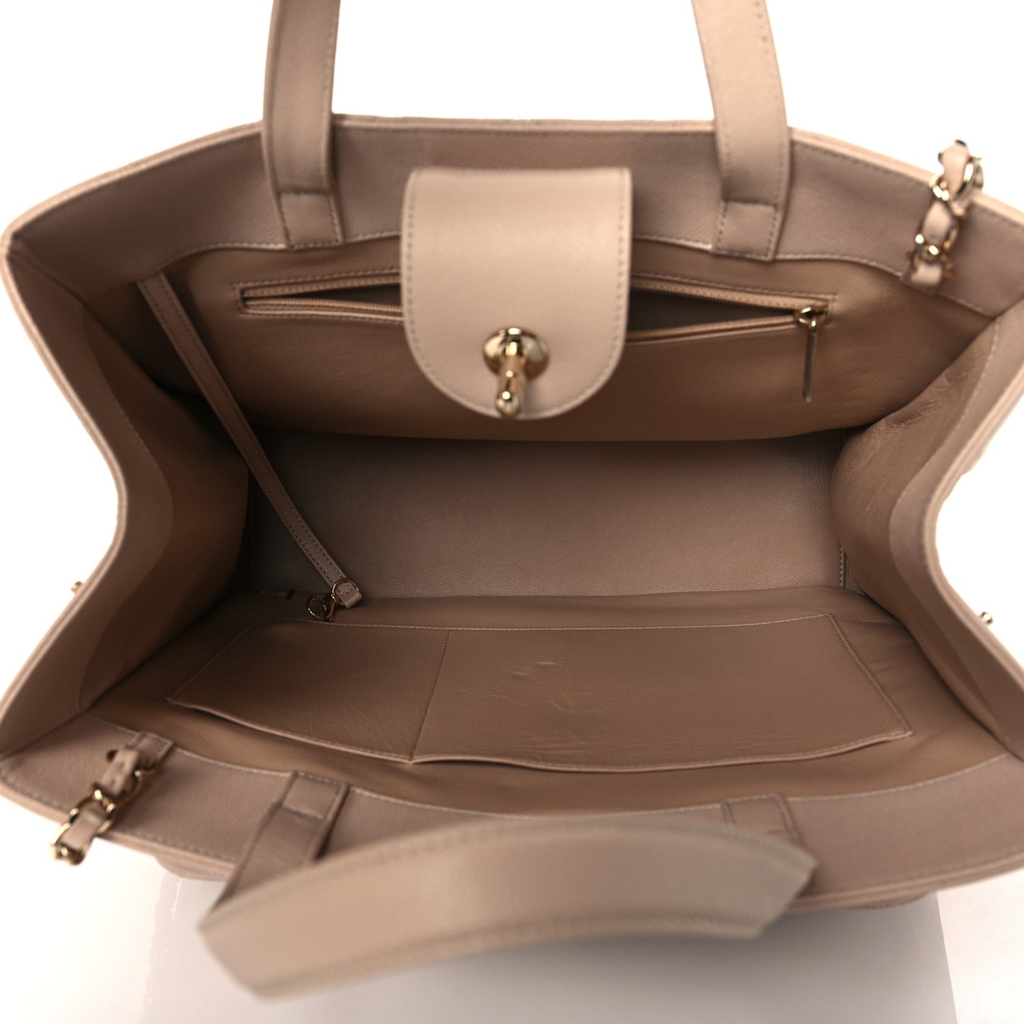 Caviar Quilted Large Business Affinity Shopping Bag Beige