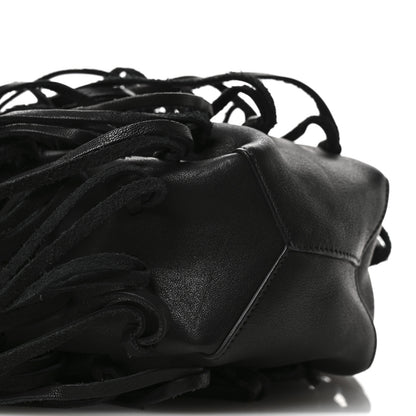 Saint Laurent Calfskin Fringe Monogram Mini Bourse Bucket Bag Black 9 of 10