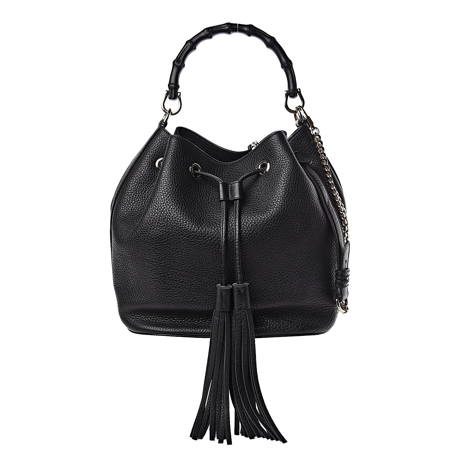 Gucci Pebbled Calfskin Miss Bamboo Bucket Bag Black 1 of 10