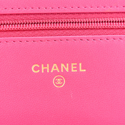 Chanel Lambskin Quilted Studded CC Wallet On Chain WOC Dark Pink 6 of 15