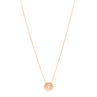 Chanel 18K Rose Gold Diamond Extrait de Camelia Pendant Necklace 1 of 4