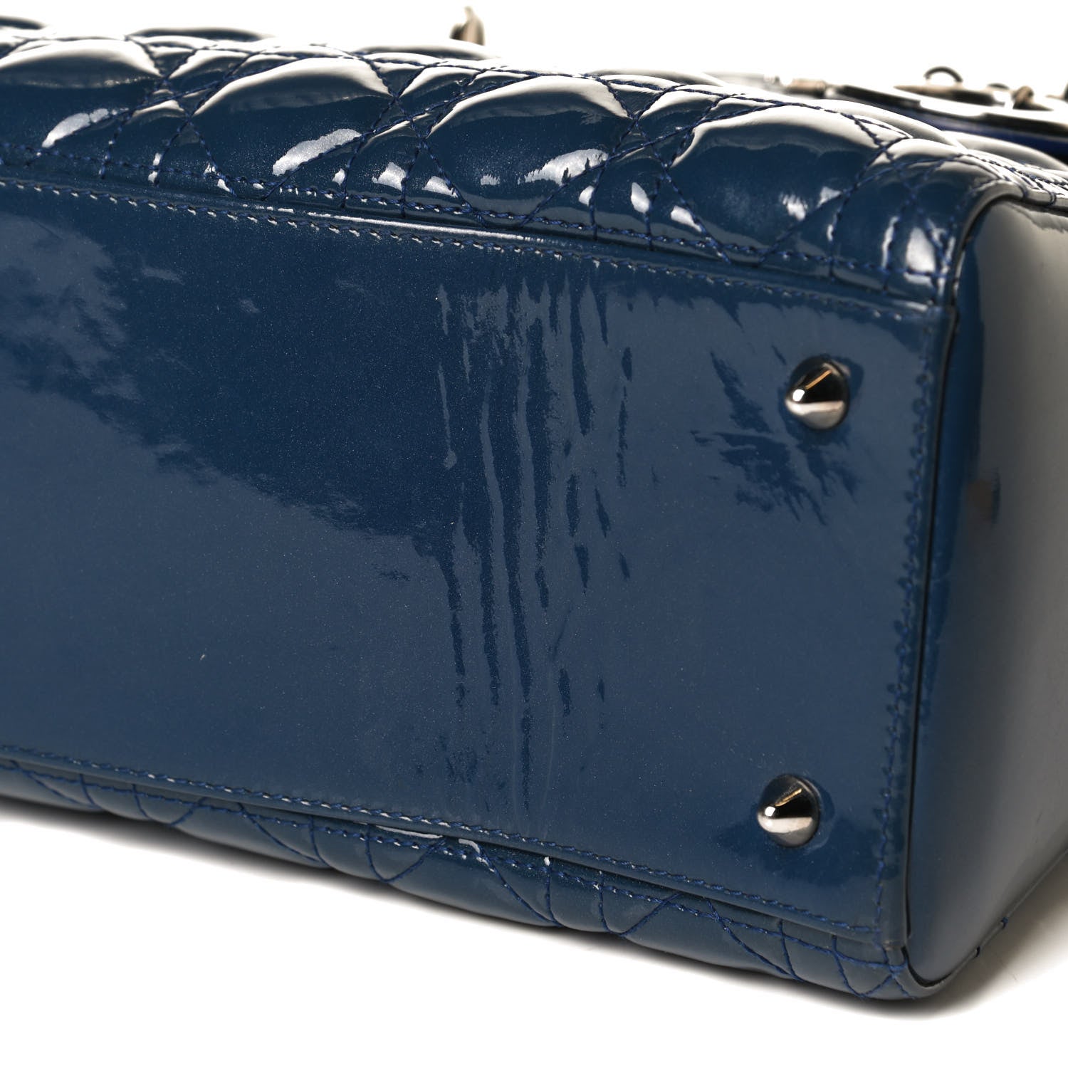 Christian Dior Patent Cannage Medium Lady Dior Blue 10 of 14