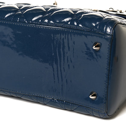 Christian Dior Patent Cannage Medium Lady Dior Blue 10 of 14