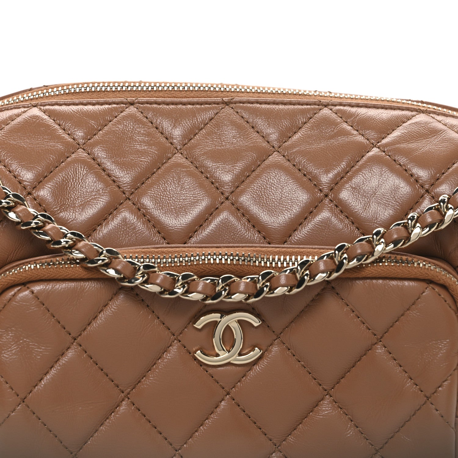 Chanel Shiny Crumpled Lambskin Quilted Medium Preppy Pocket Camera