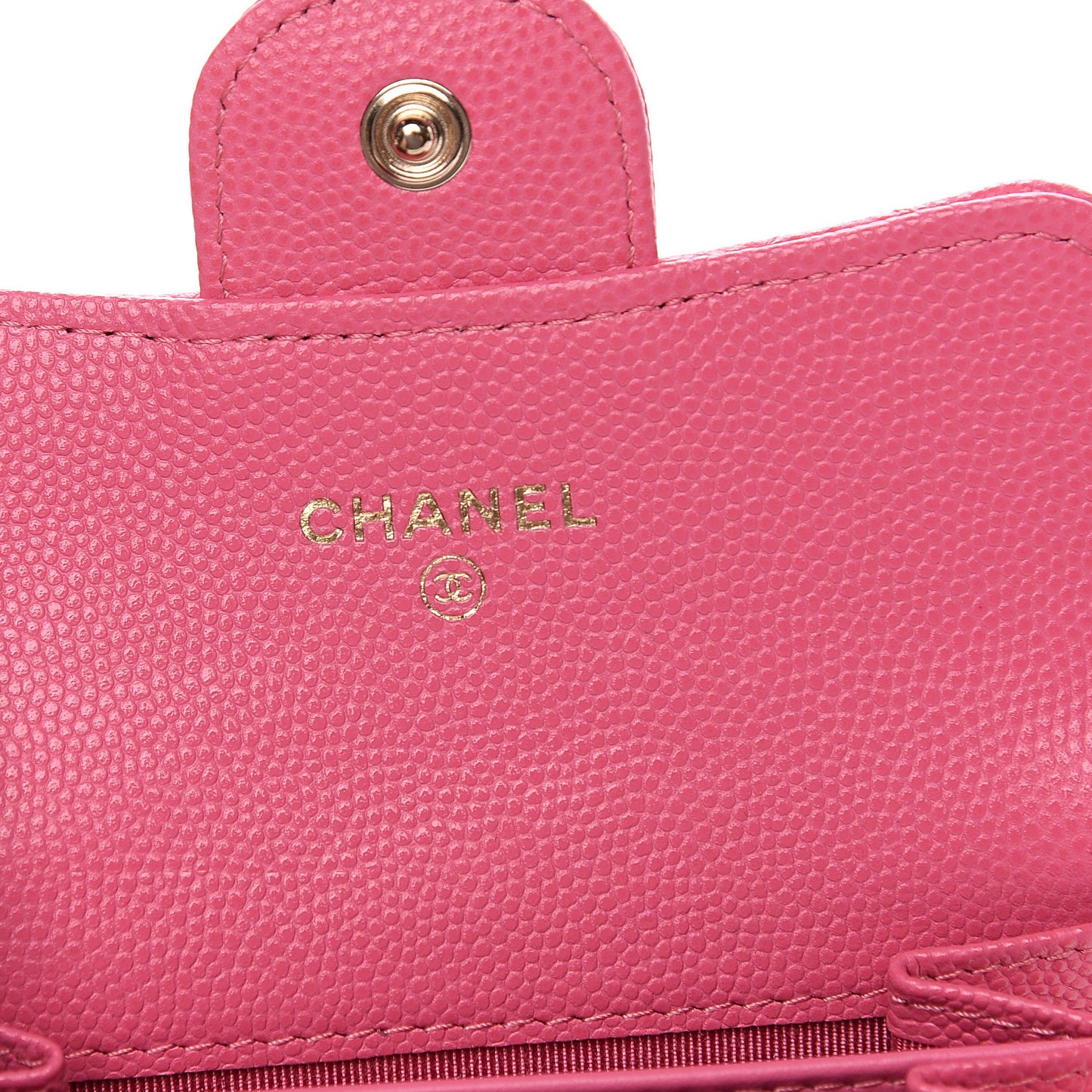 Caviar Quilted Flap Card Holder Wallet Pink