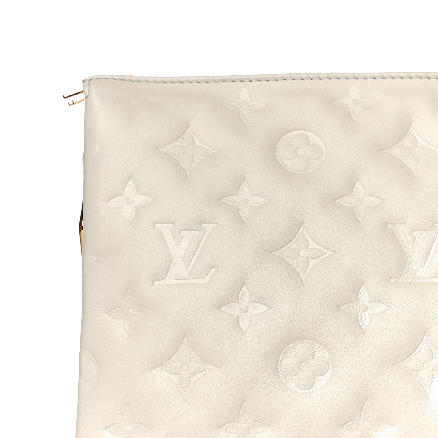 Lambskin Embossed Monogram Coussin PM Beige Cream