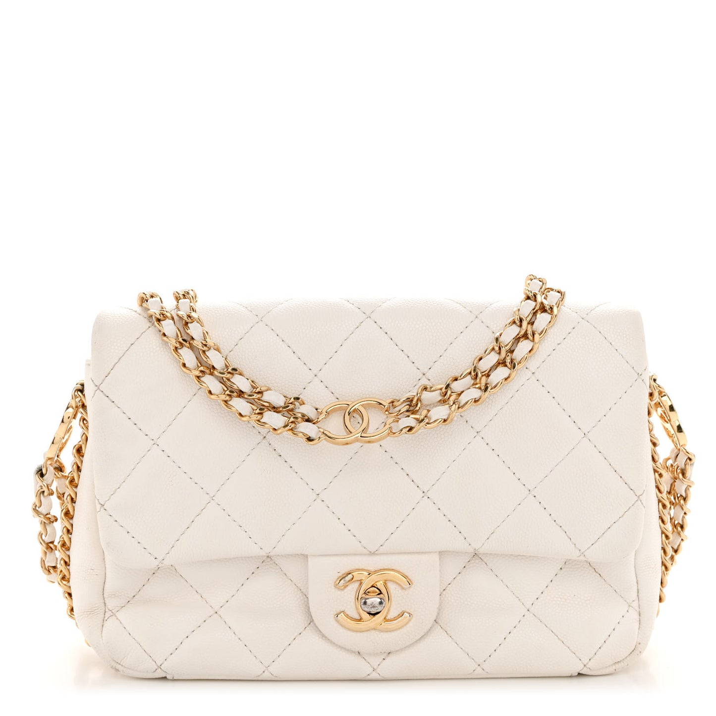 Caviar Quilted Mini CC You Flap White