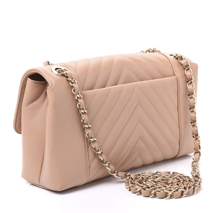 Chanel Calfskin Quilted Medium Daily Chevron Flap Beige 2 of 10