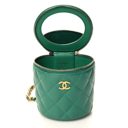 Chanel Lambskin Quilted Afternoon Tea Top Handle Vanity Case With Chain Green 8 of 11