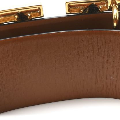 Valentino Garavani Glossy Calfskin VLogo Reversible 70mm Belt 80 32 Saddle Brown Black 5 of 5