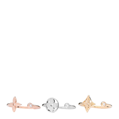Louis Vuitton 18K Yellow Pink White Gold Diamond Idylle Blossom Ring 3 Set 54 6.75 1 of 6