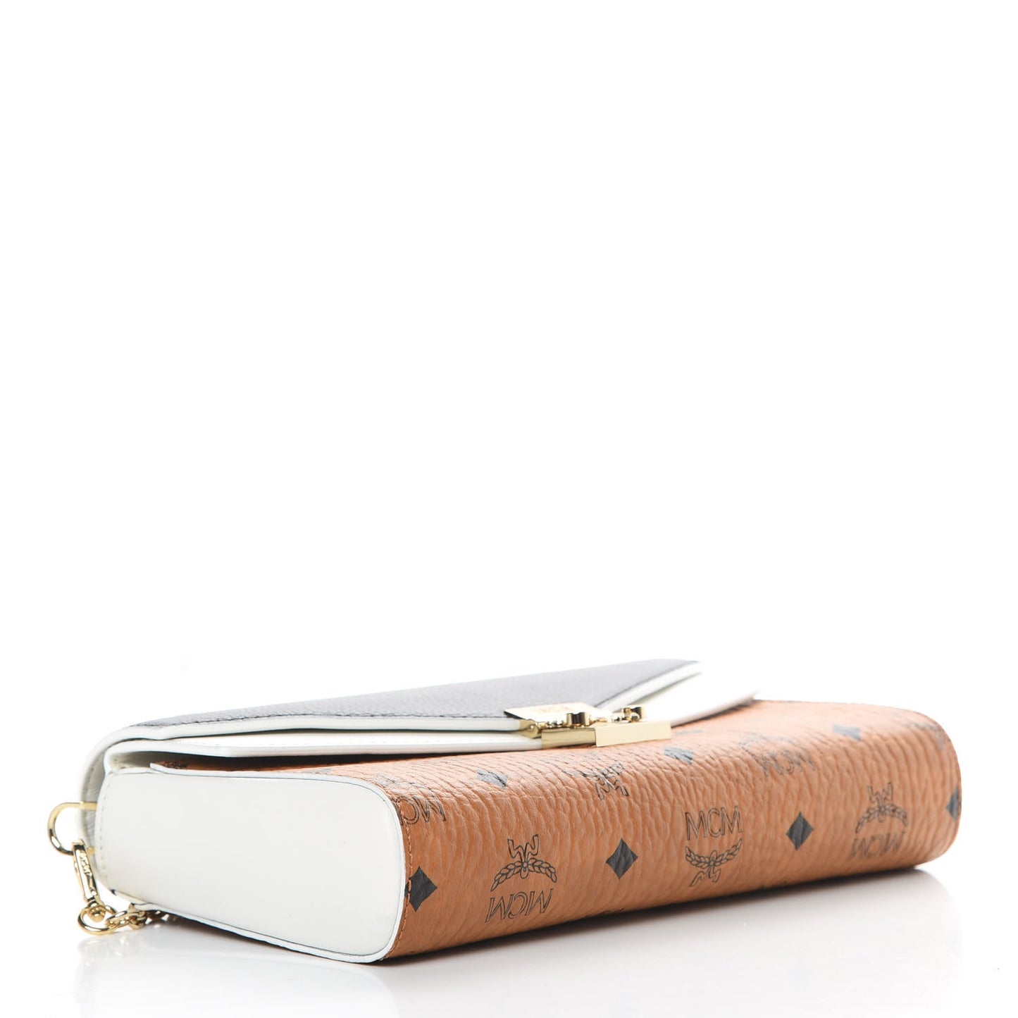 Calfskin Visetos Monogram Millie Color Block Crossbody Bag Cognac Black