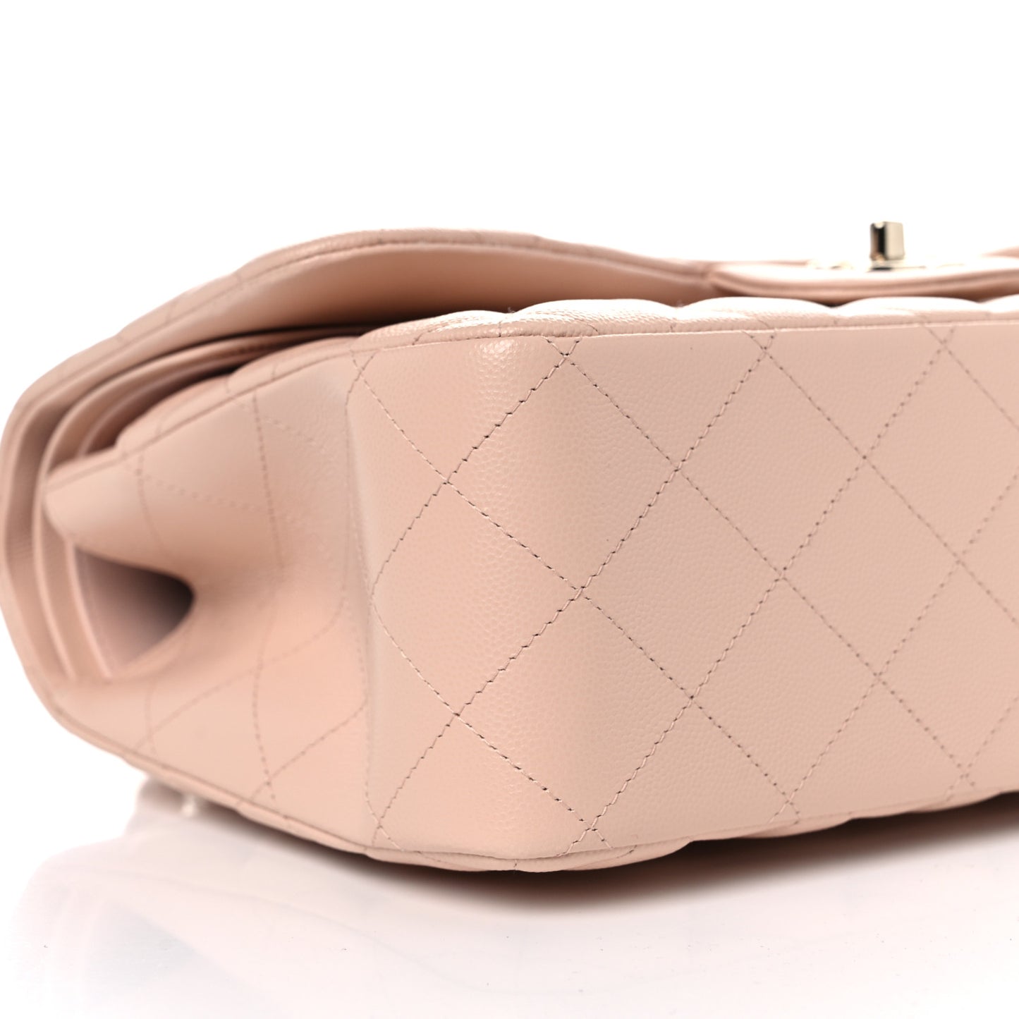 Caviar Quilted Jumbo Double Flap Light Beige