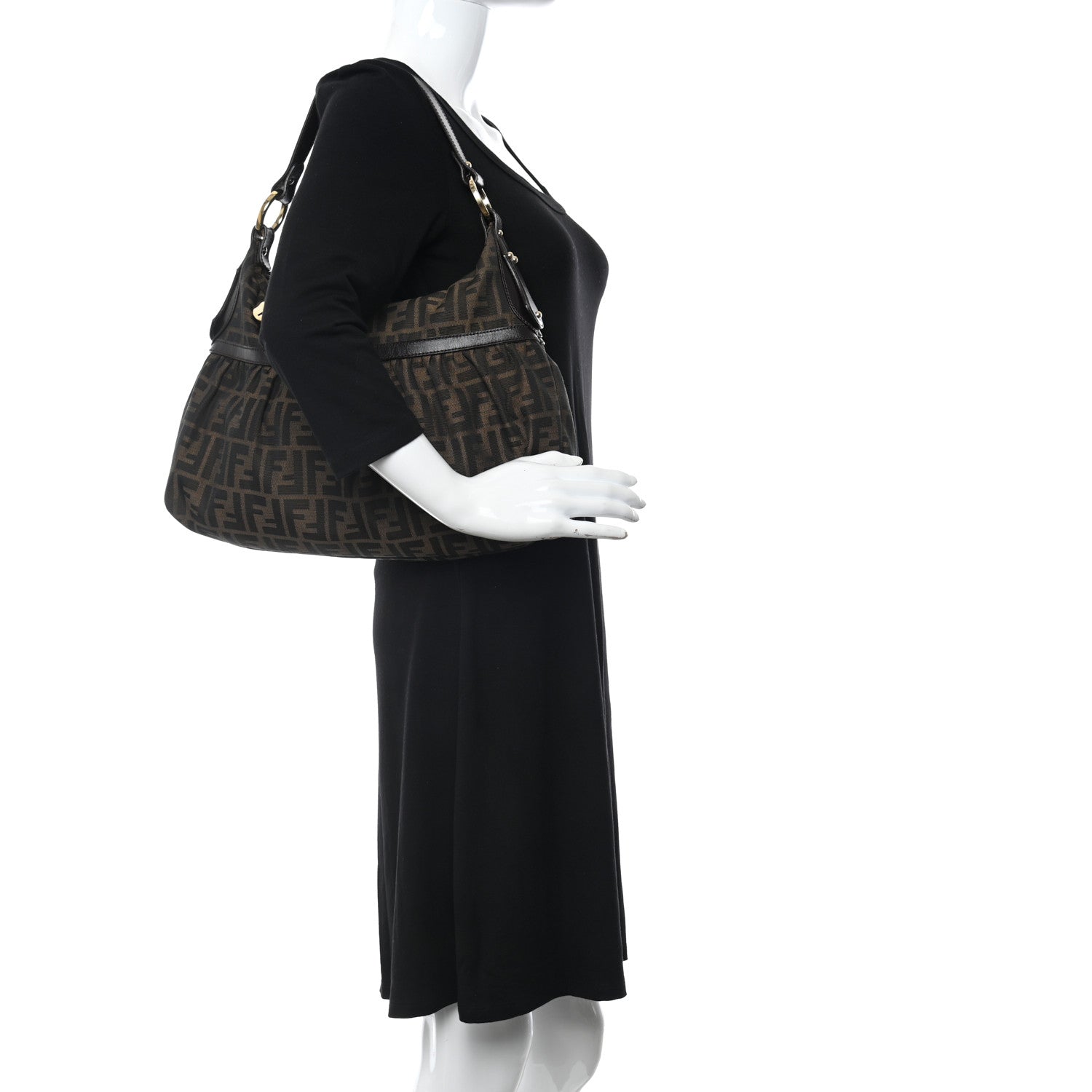 Fendi Zucca Cuoio Lucido Chef Hobo Tobacco Moro 2 of 8
