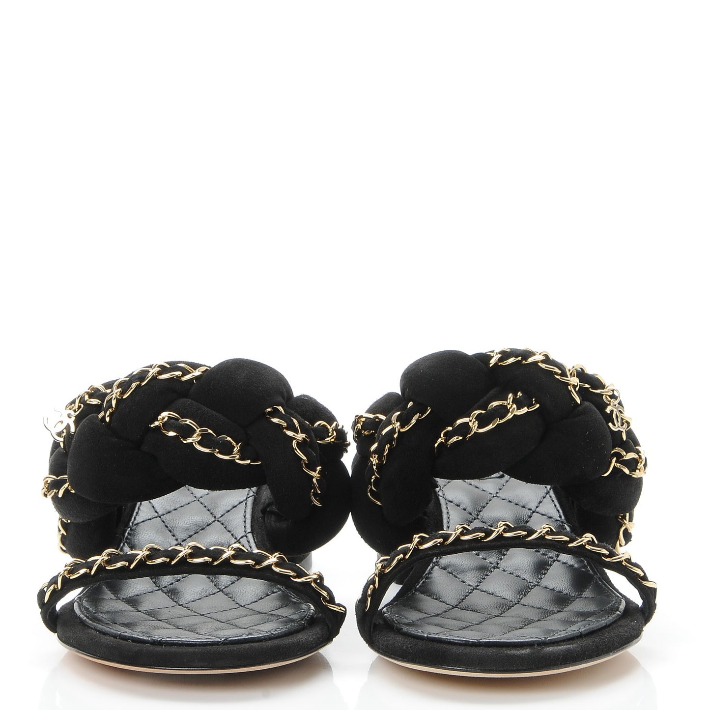 Kid Suede Chain Braided Sandals 36 Black