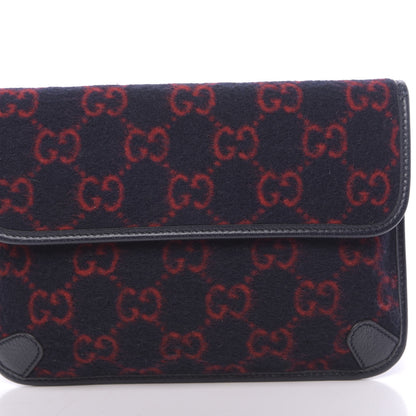Gucci Covered Wool GG Monogram Slim Belt Bag Navy Red 10 of 12