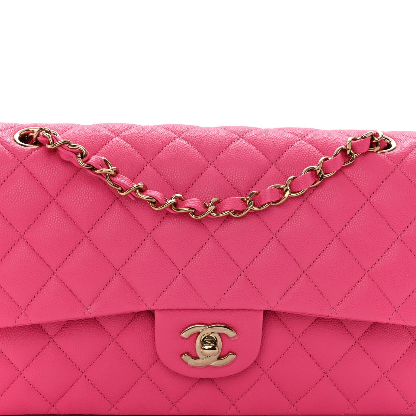 Caviar Quilted Medium Double Flap Pink