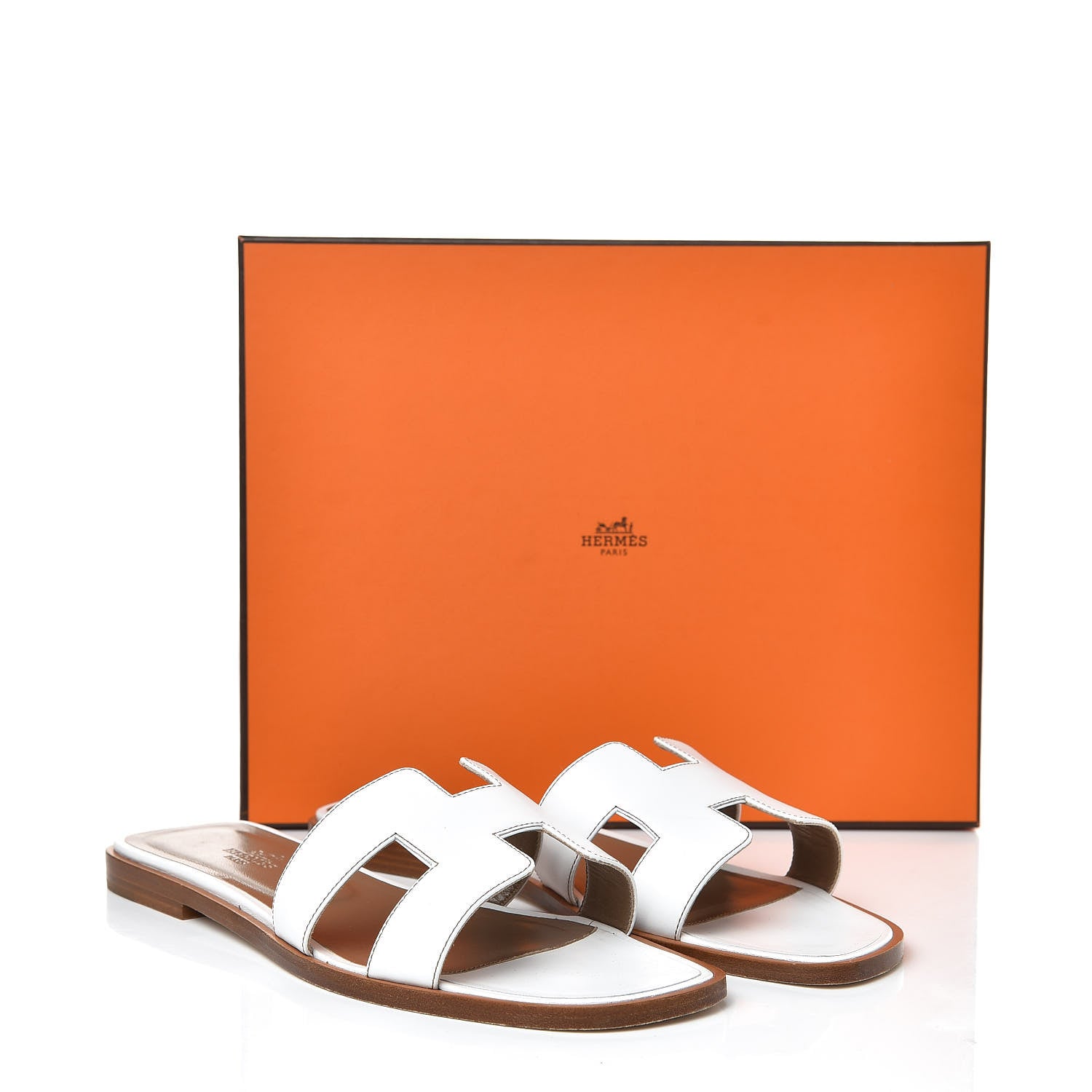 Hermes Box Calfskin Oran Sandals 38.5 White 9 of 9