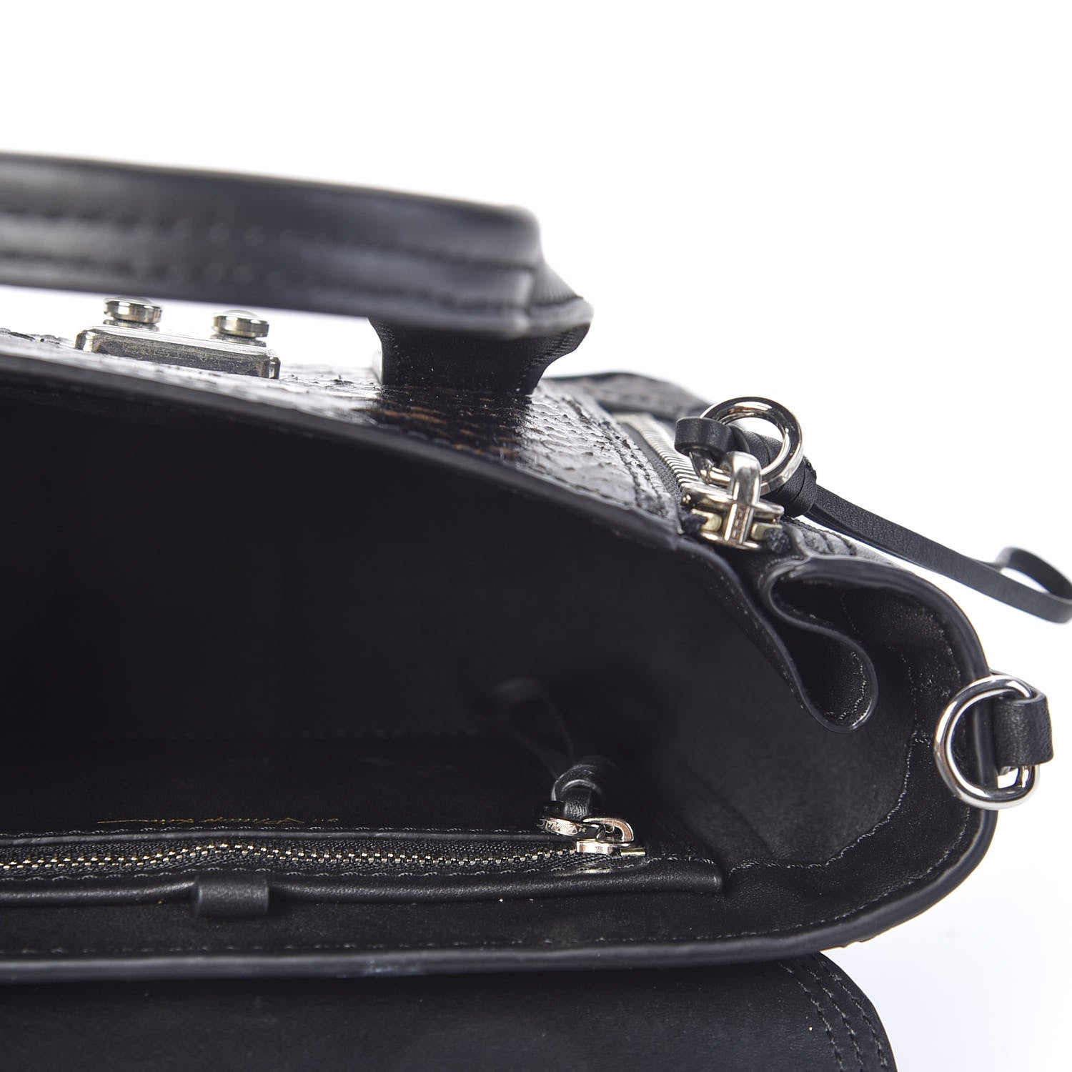 3.1 Phillip Lim 3.1 Python Calfskin Embossed Mini Pashli Satchel Black Nude 4 of 9