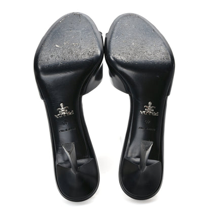 Prada Spazzolato Logo 75mm Slide Sandals 40 Black 5 of 10