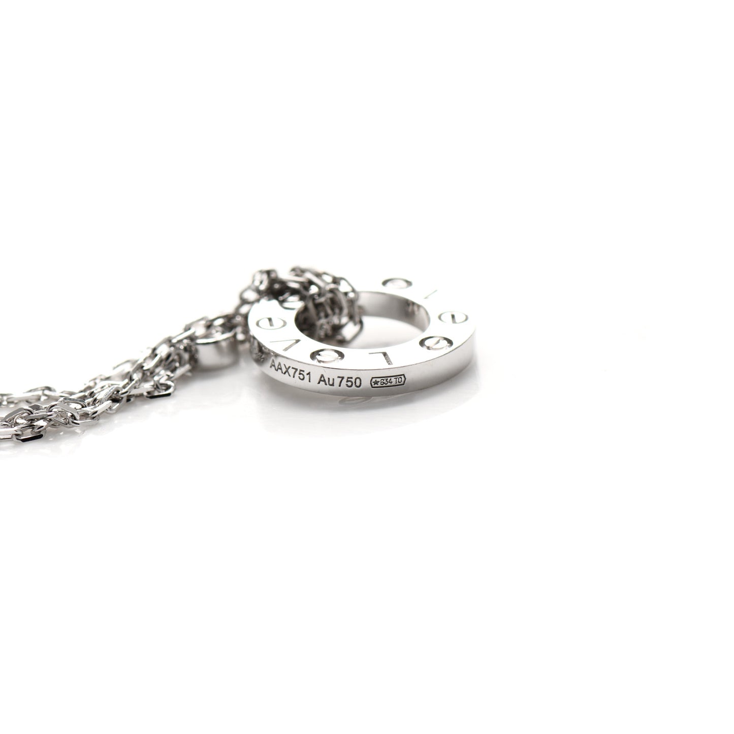 18K White Gold 2 Diamond LOVE Necklace