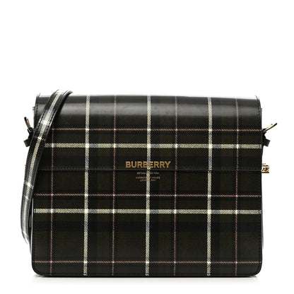 Burberry Calfskin Tartan Print Large Grace Bag Dark Green 1 of 10