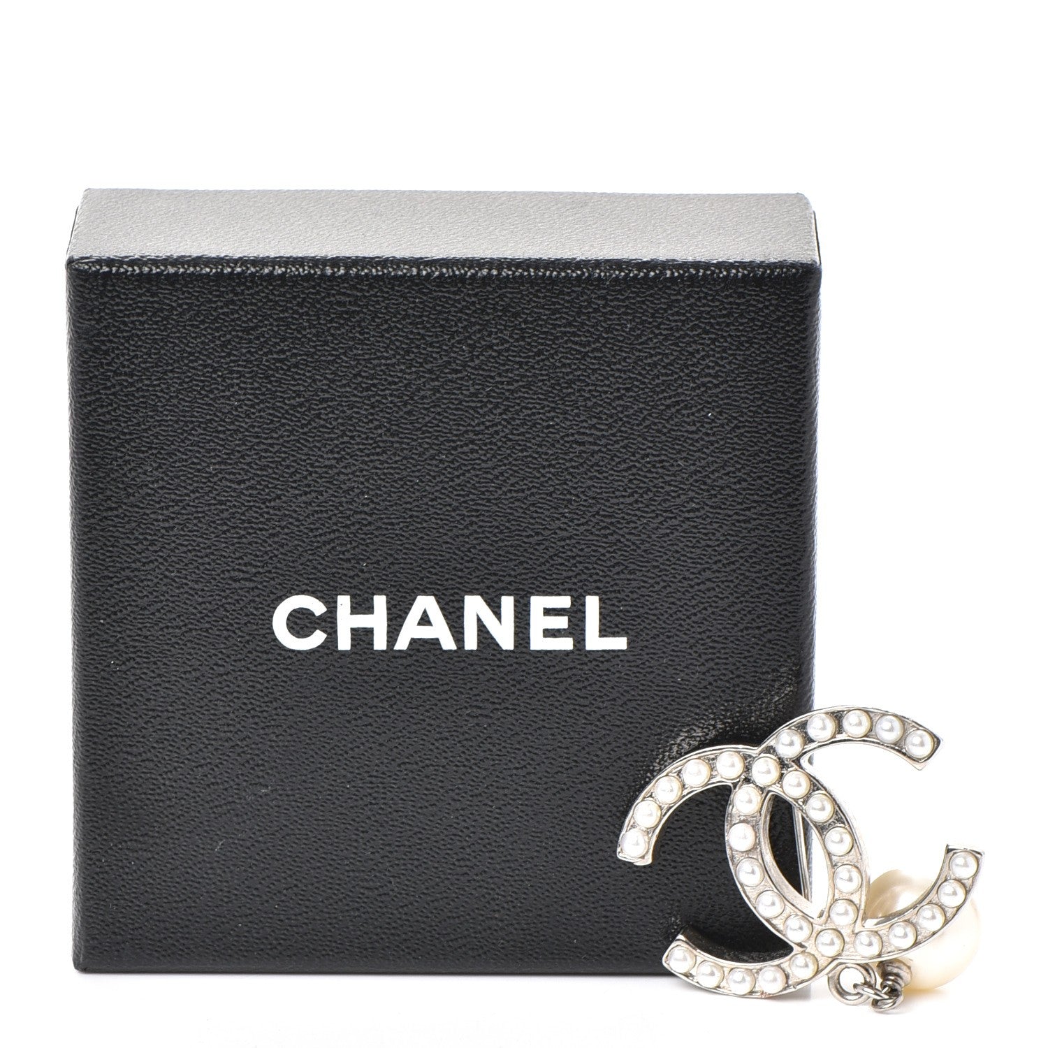 Chanel Pearl CC Drop Brooch Silver 5 of 5