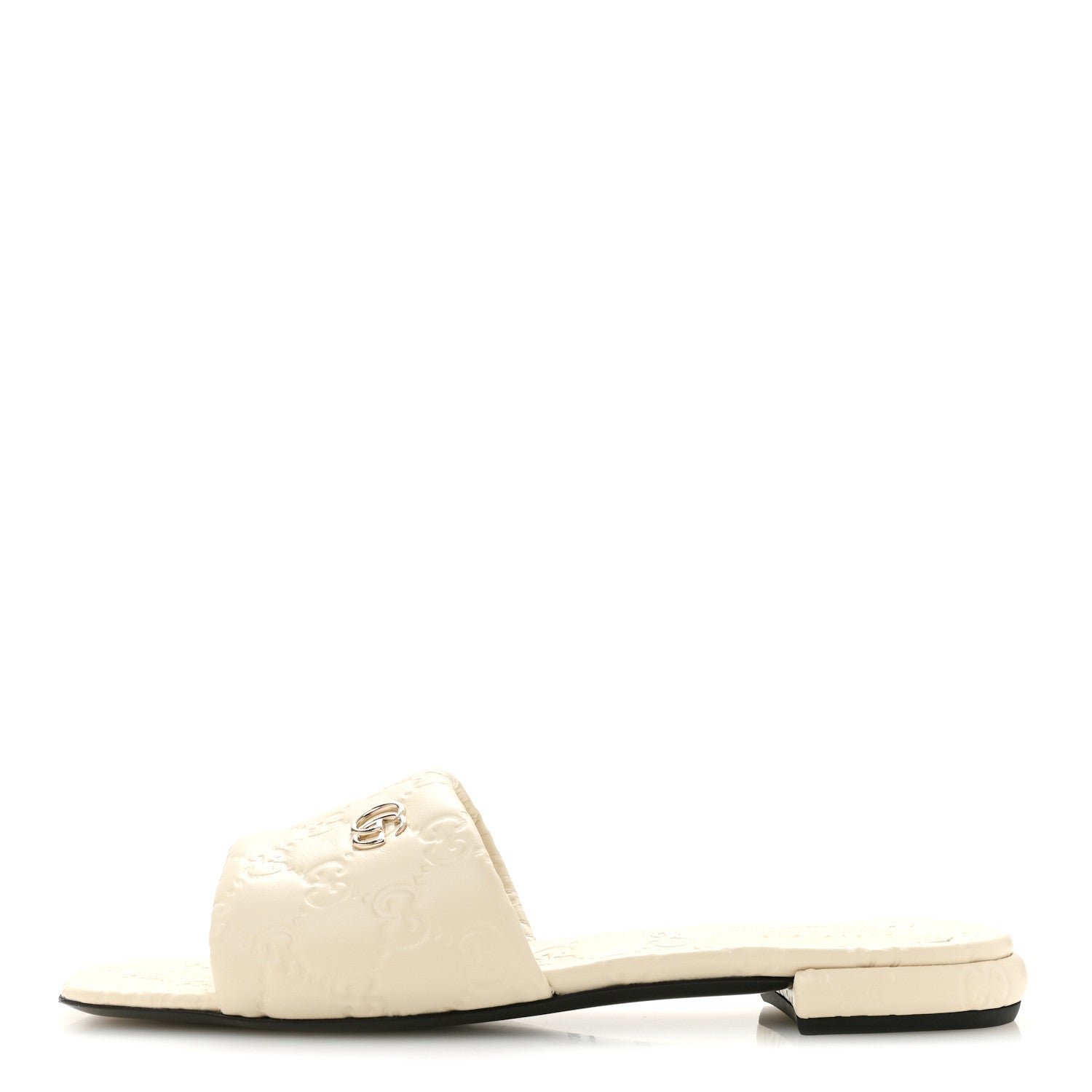 Gucci Nappa Double GG Flat Slide Sandals 38.5 New Ivoire 1 of 10
